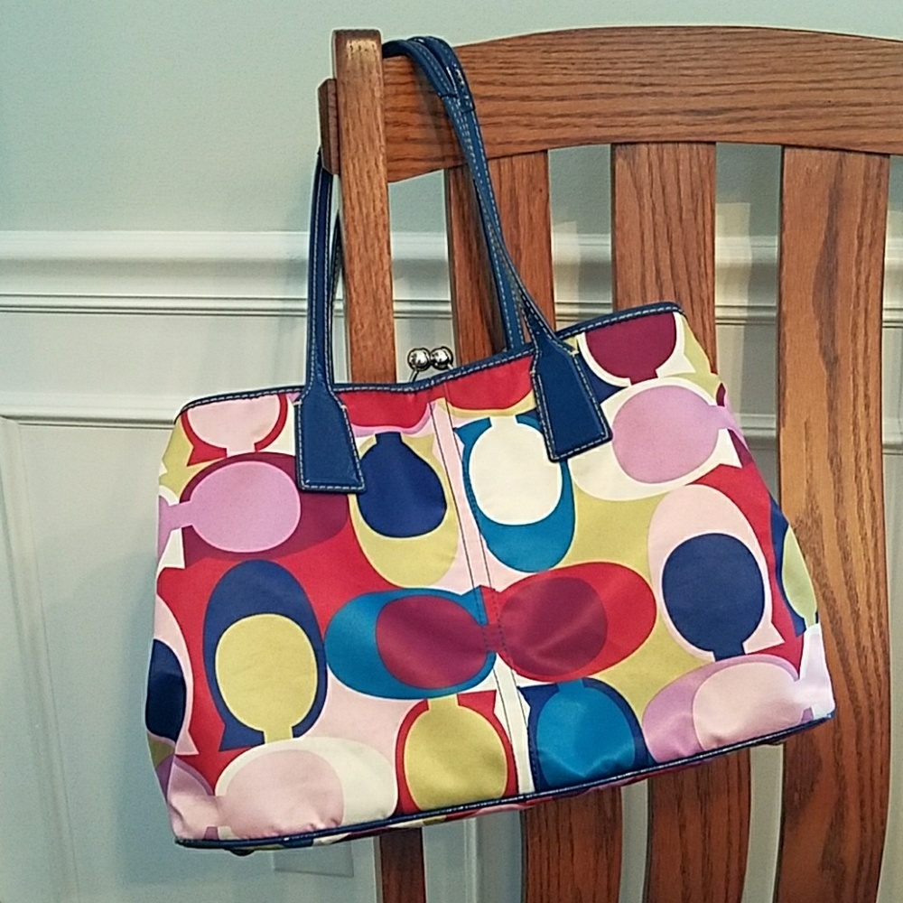 Coach signature scarf print carryall